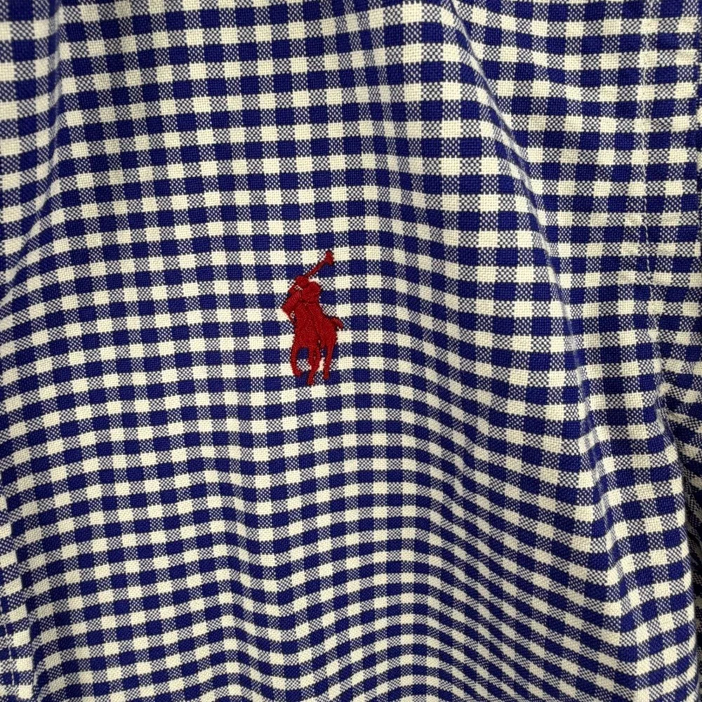 Ralph Lauren Sport Button Down Shirt Kids‎ 8 Blue Gingham Long Sleeve Pony Logo